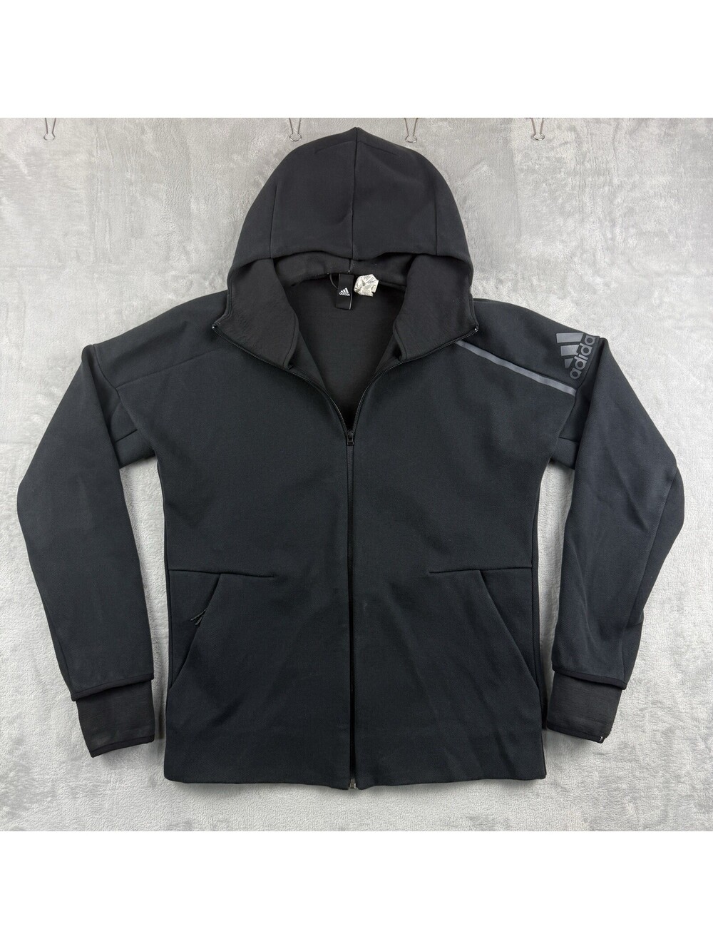 adidas ZNE Fast Release Hoodie Full Zip Sweatshirt Men Size M Black Performance